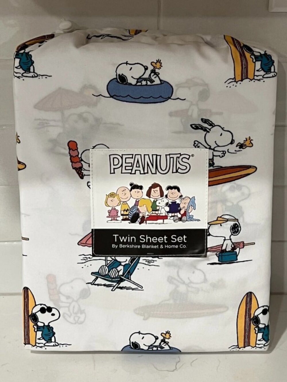 Berkshire PEANUTS Snoopy White Beach Surf Surfboard Twin Sheet Set 3pc Summer